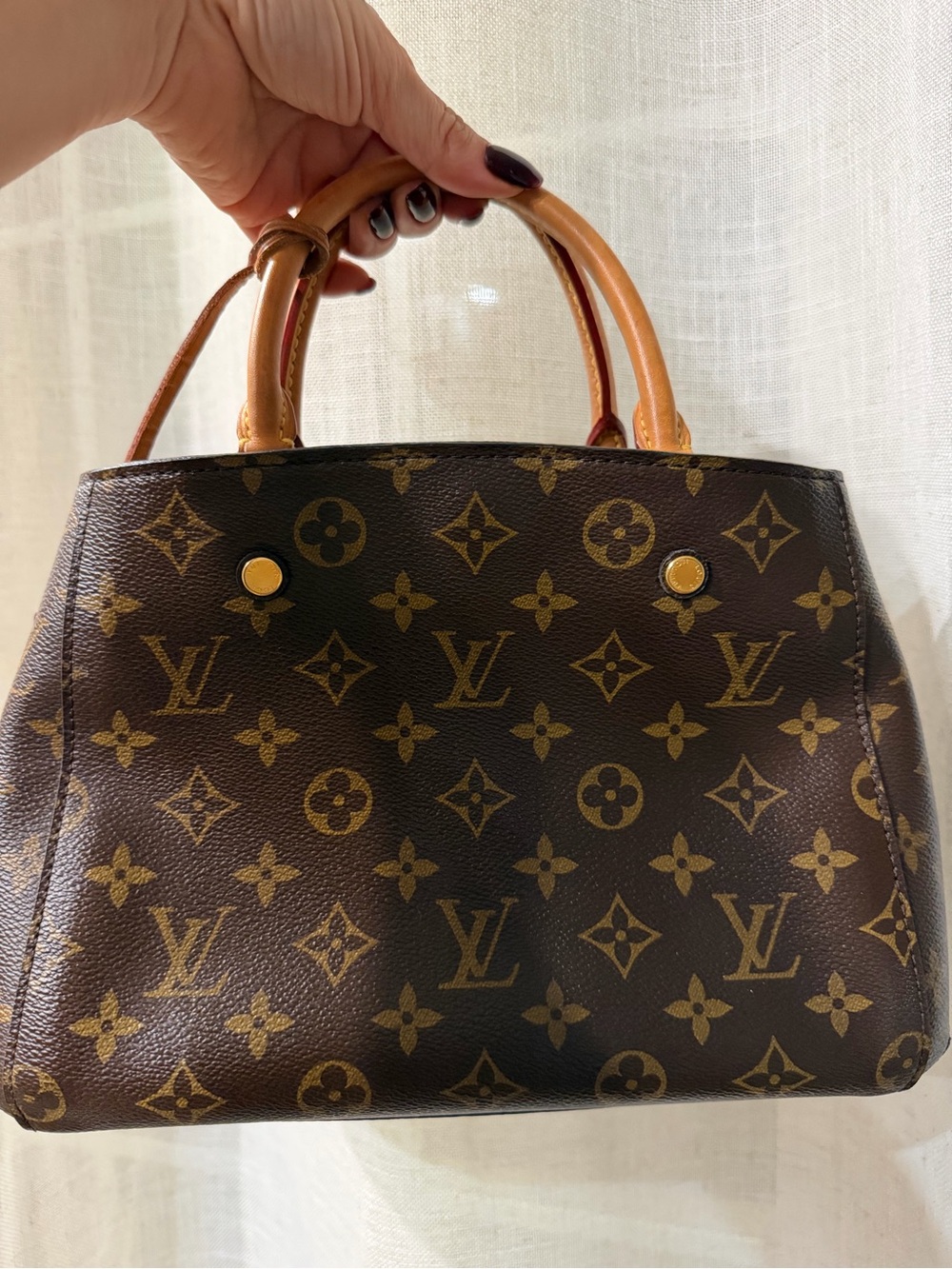 Louis Vuitton Monogram Canvas Satchel with Tan Vachetta Handles